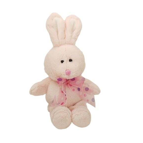Animal Adventure Pink Bunny Rabbit Plush Polka Dot Ribbon Stuffed Animal 2012 - Picture 1 of 10